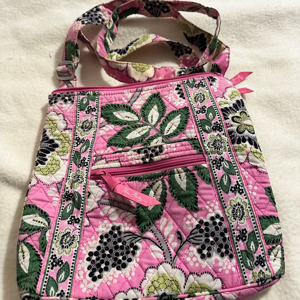 Vera Bradley Pink and Green Floral Crossbody Bag